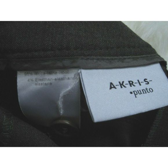 Akris Punto Wool Blend Pants Sz 8 Dark Brown Grey Office Career Dress Wear - Picture 7 of 7
